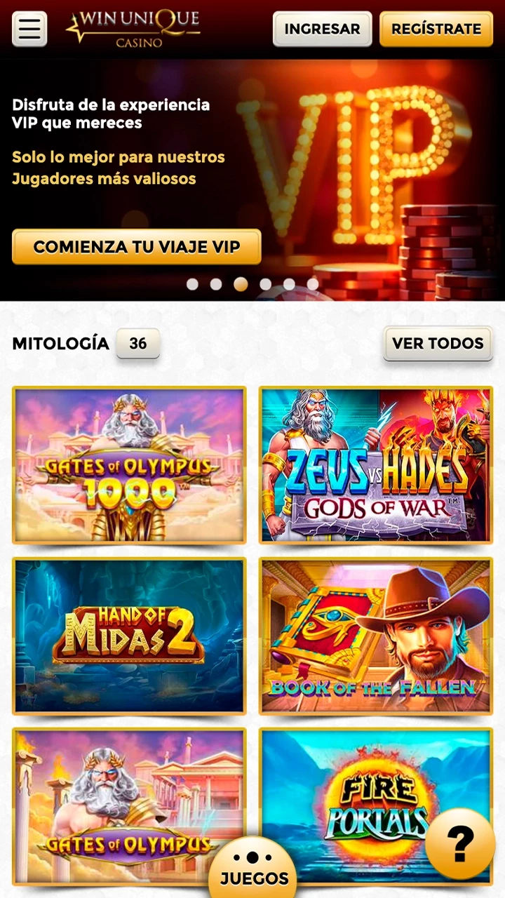 Abre Casino WinUnique en tu smartphone en safari.