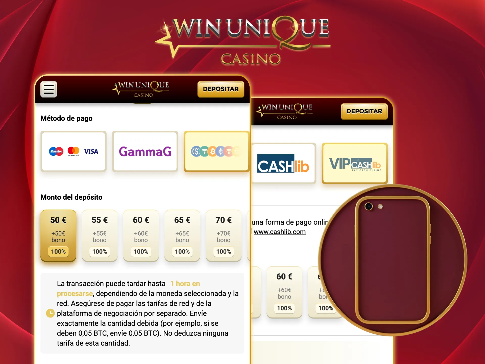 Depositate rapidamente dal vostro cellulare su Unique Casino.